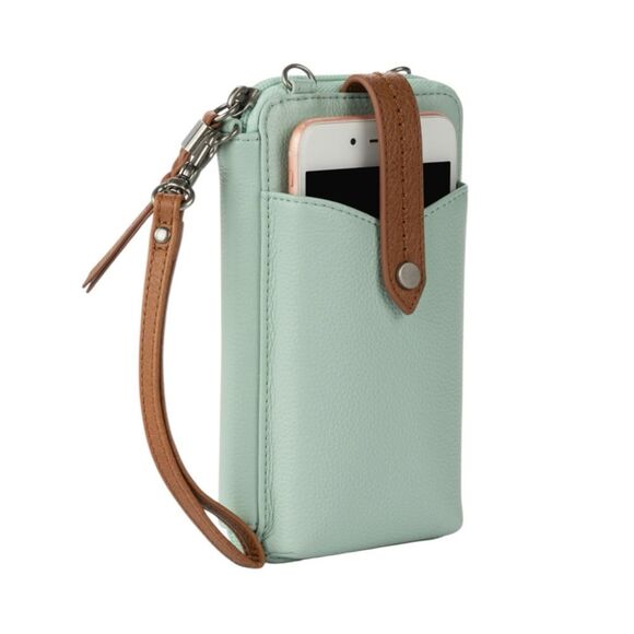The Sak Silverlake Aqua Leather Smartphone Crossbody Bag Purse Wristlet NWT - Picture 2 of 8